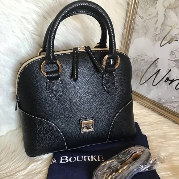 Dooney & Bourke black lucca leather satchel - Picture 1 of 12